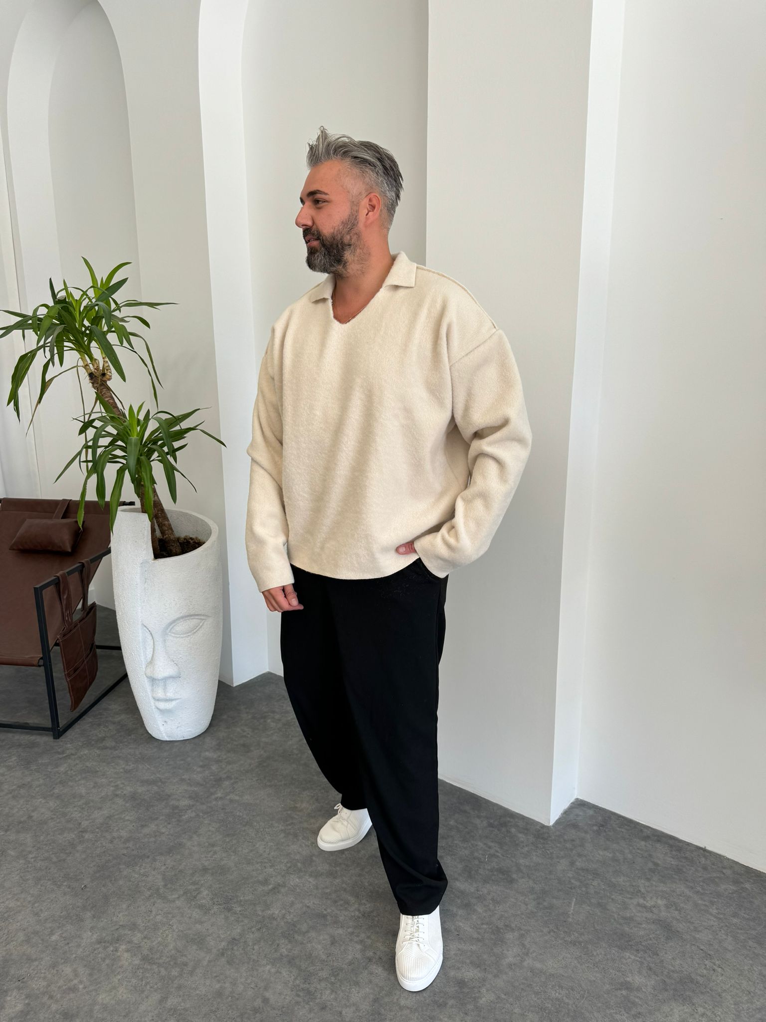 Krem Keçe Kumaş Sweat