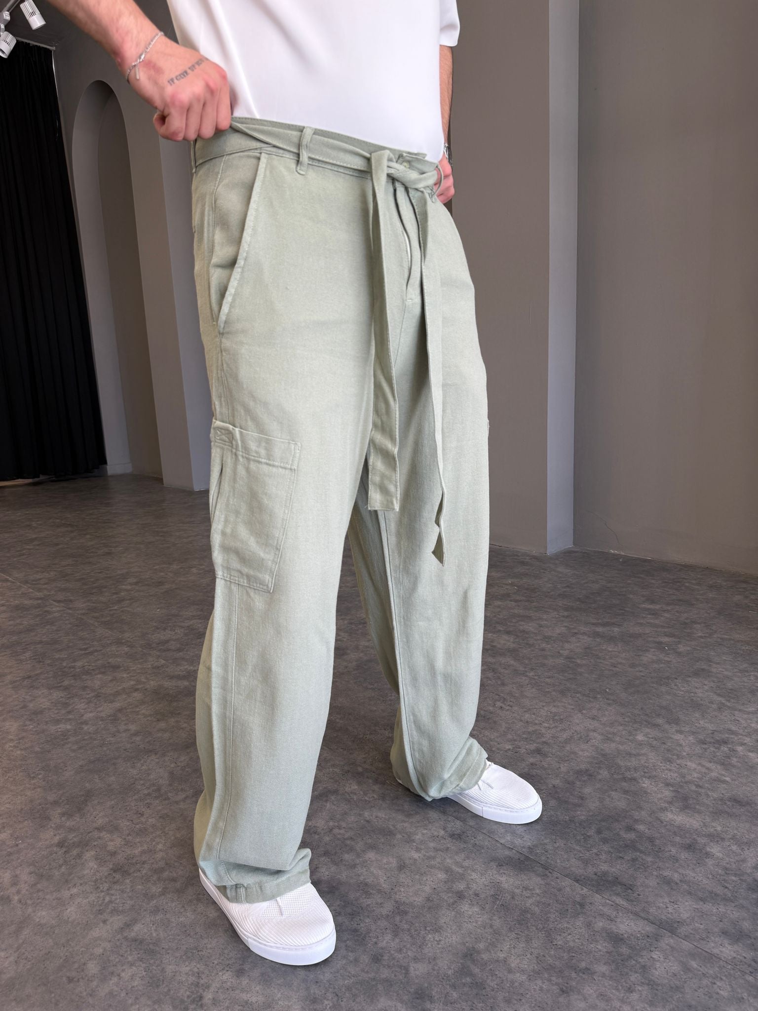 Haki Kargo Cep Baggy Pantolon