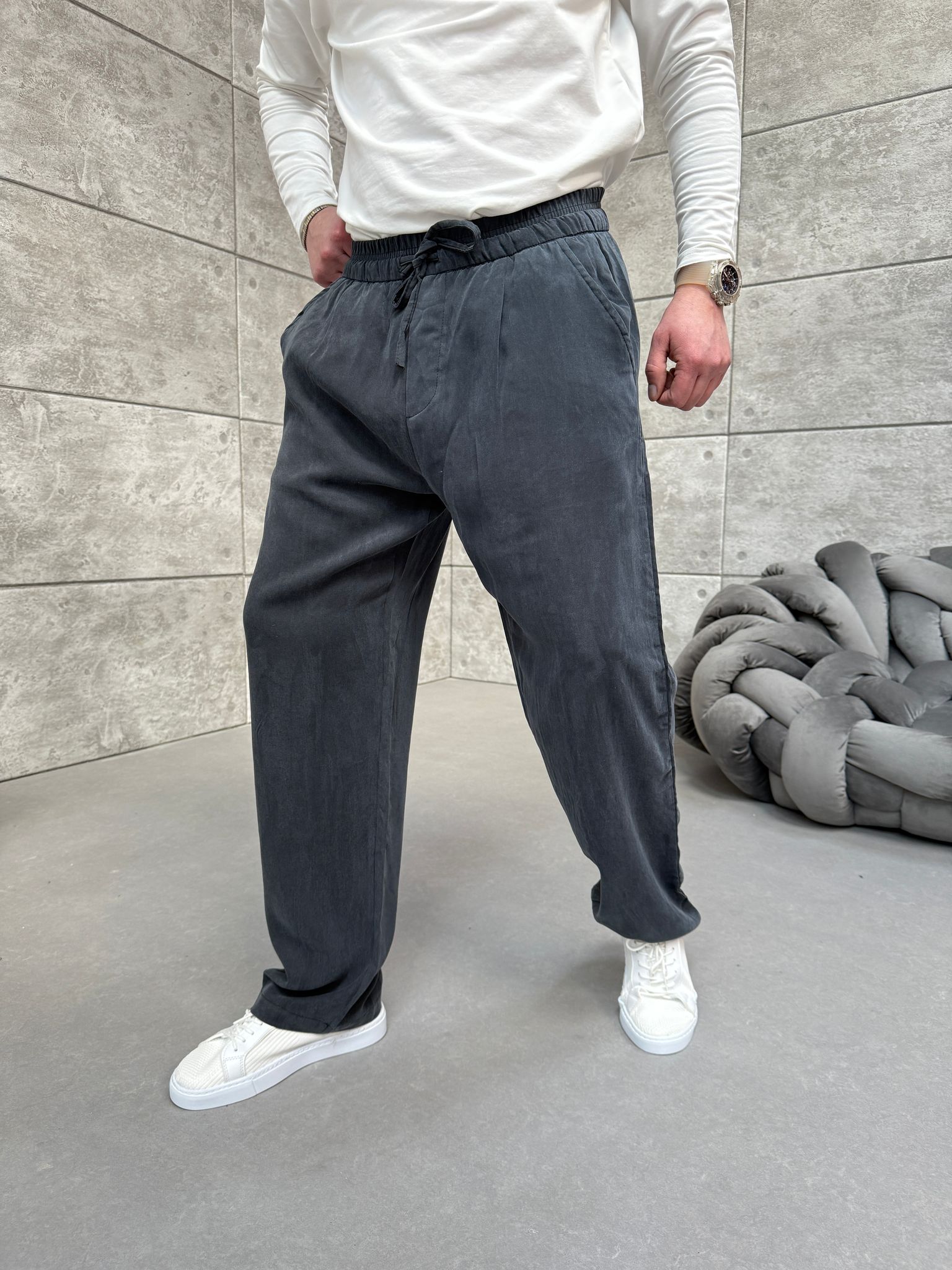 Siyah Yıkamalı Oysho Kumaş  Baggy Pantolon