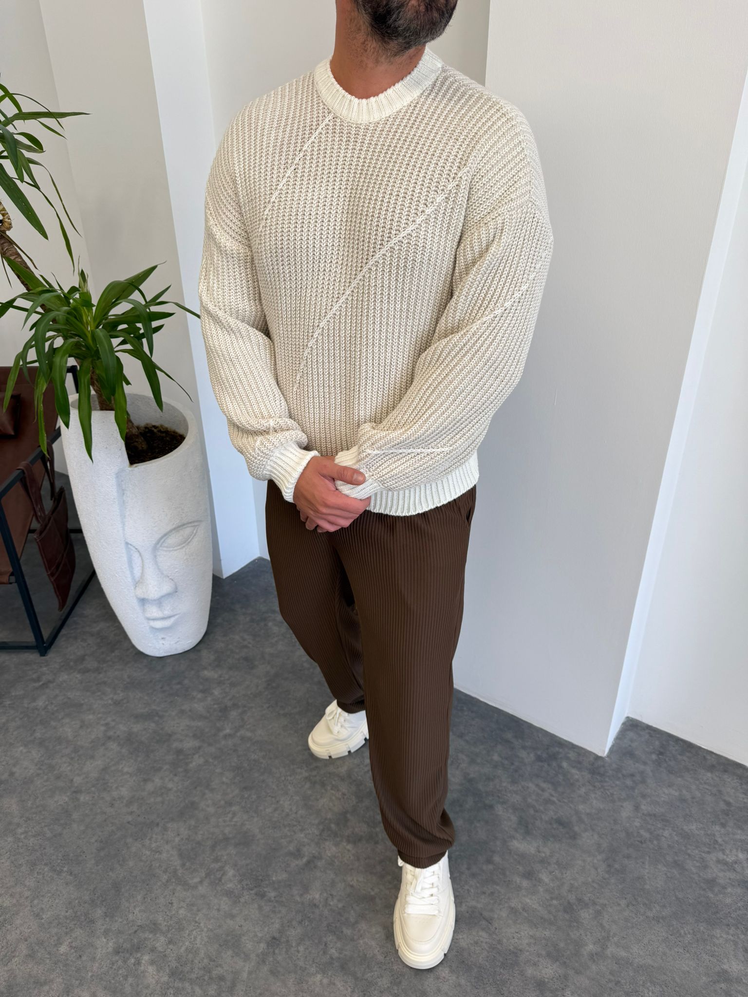 Yeşil Çelik Örme Kazak