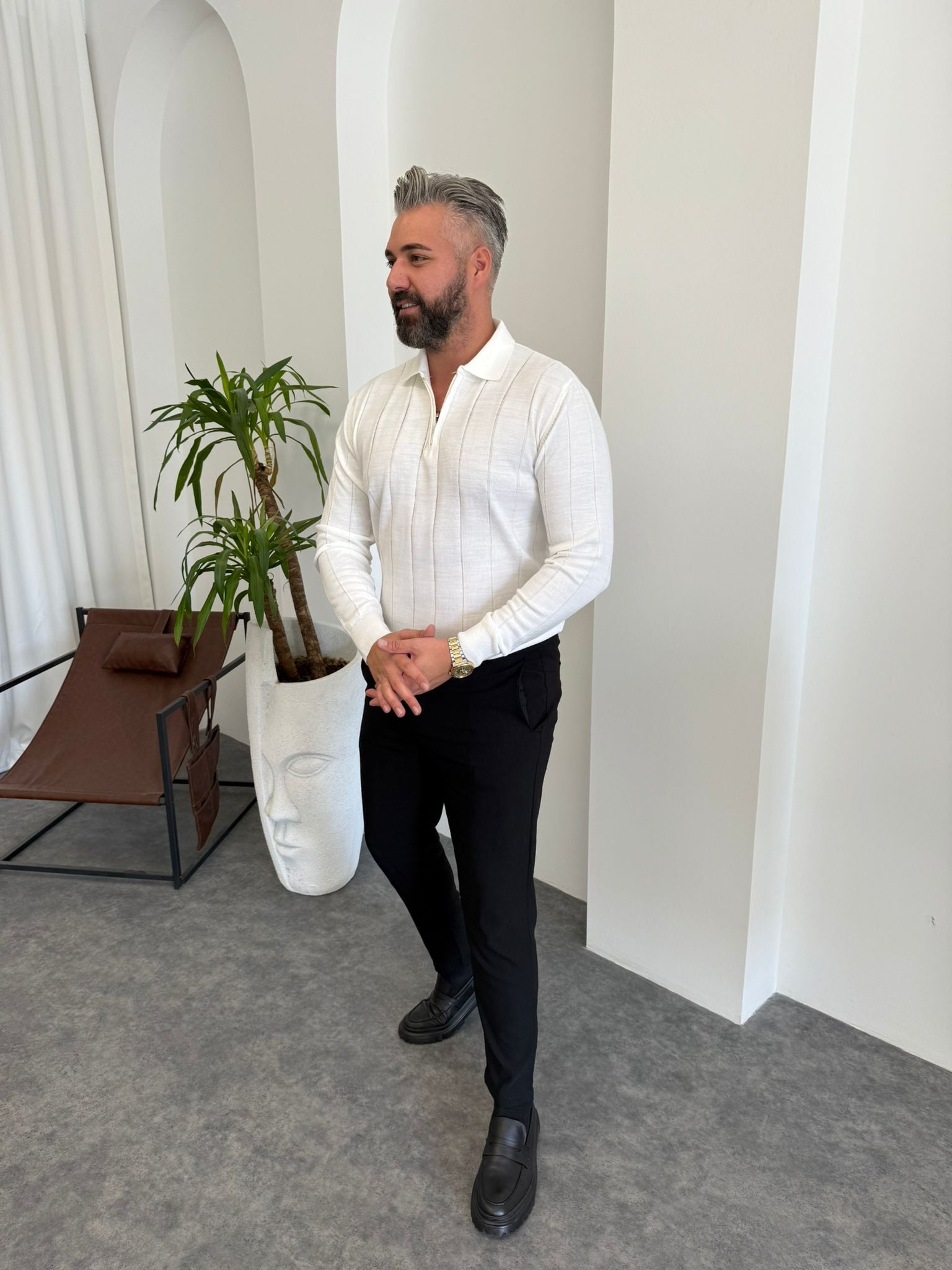 Haki Fermuarlı Triko Sweat