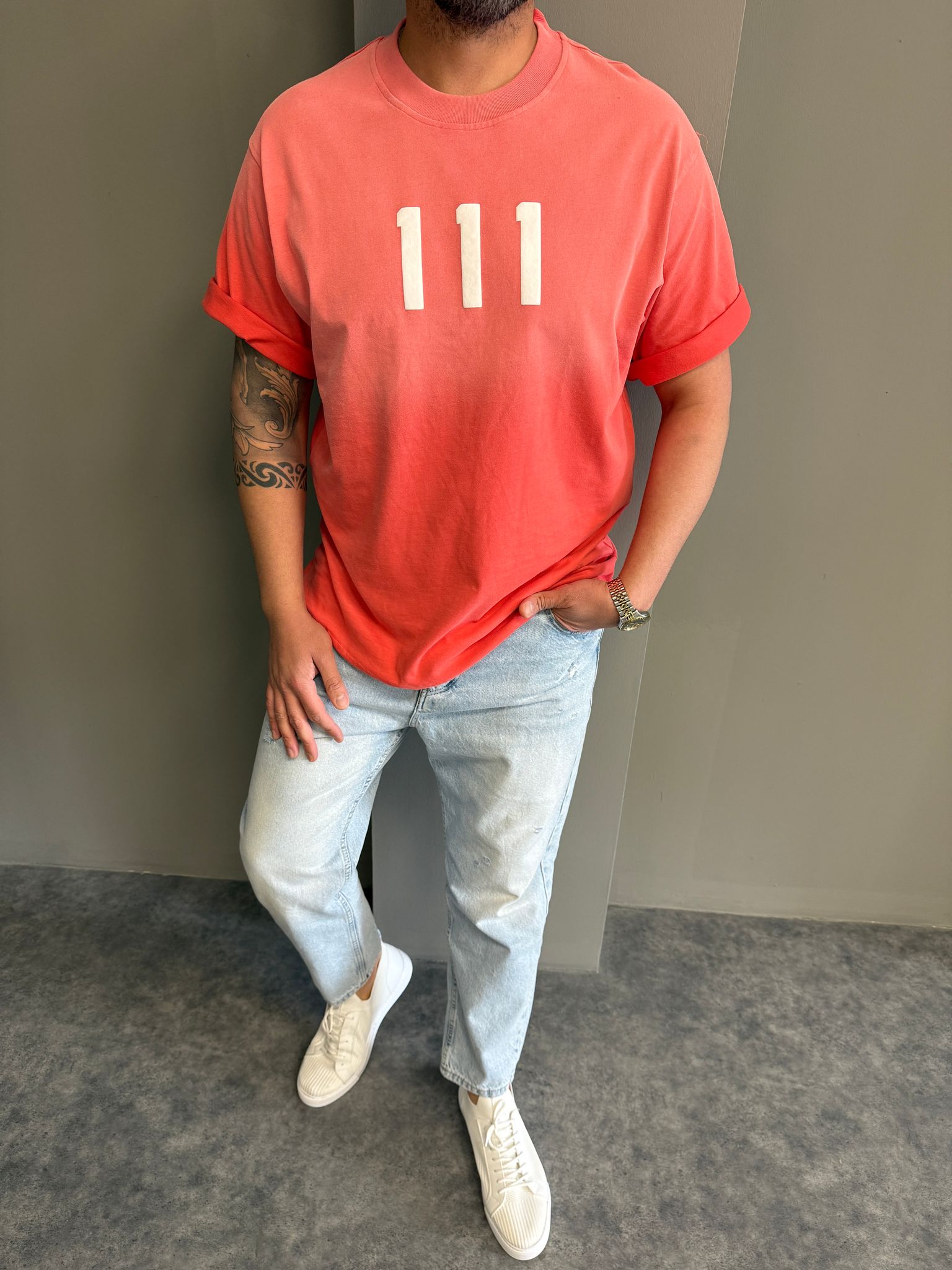 Nar Çiçeği Yıkamalı Pamuklu T-Shirt