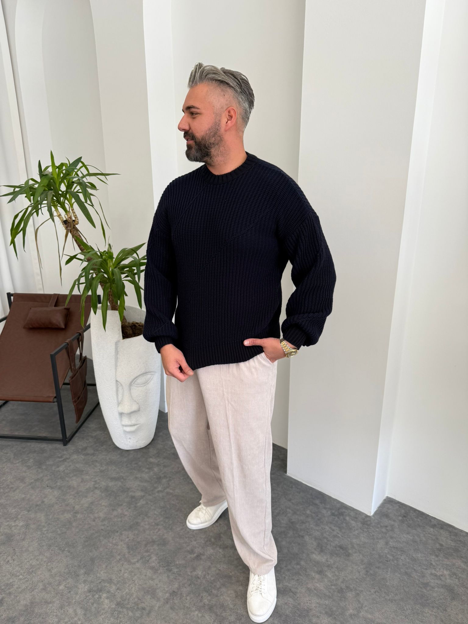 Yeşil Çelik Örme Kazak