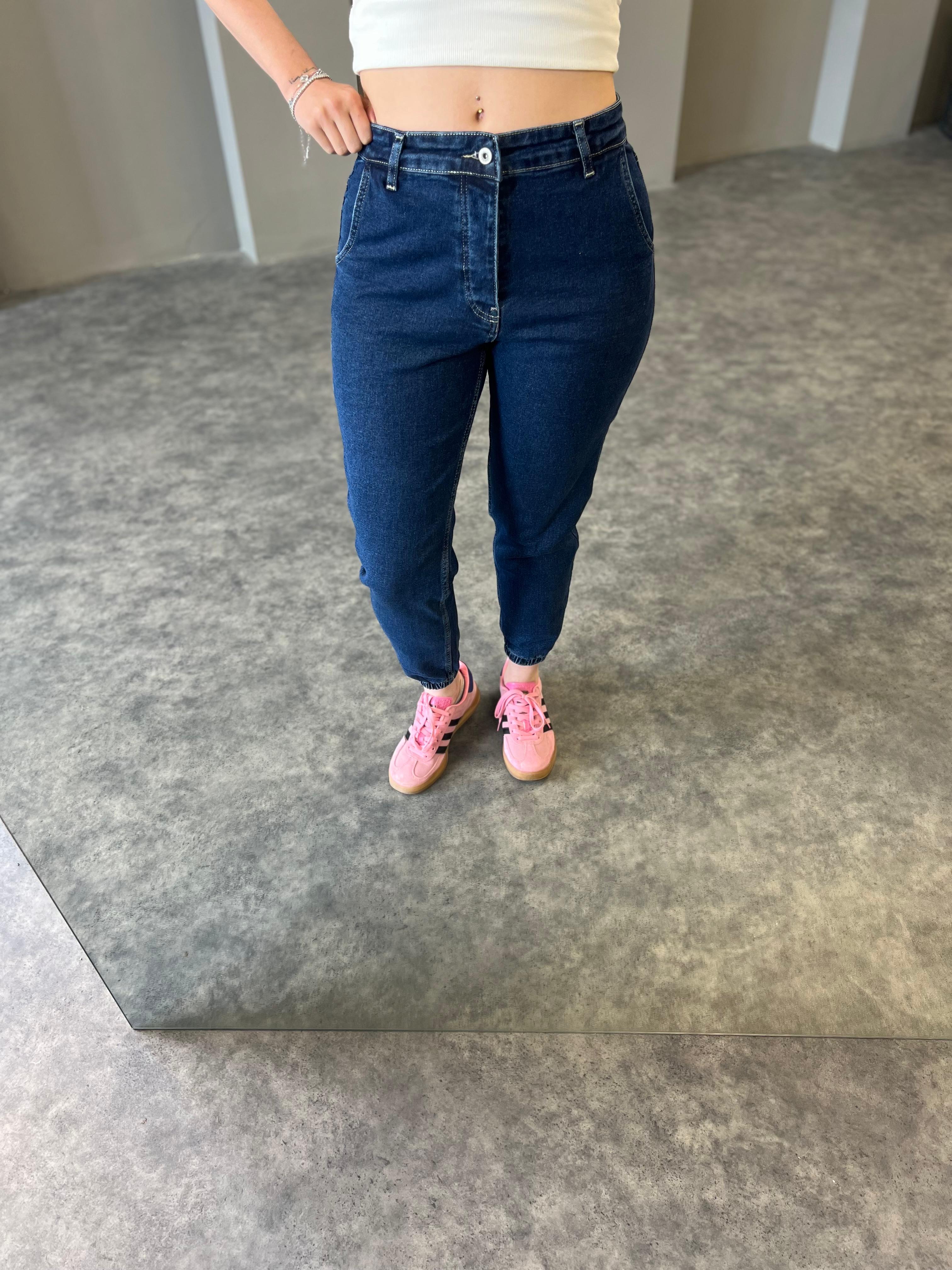 Lacivert Paça Lastikli Kot Pantolon