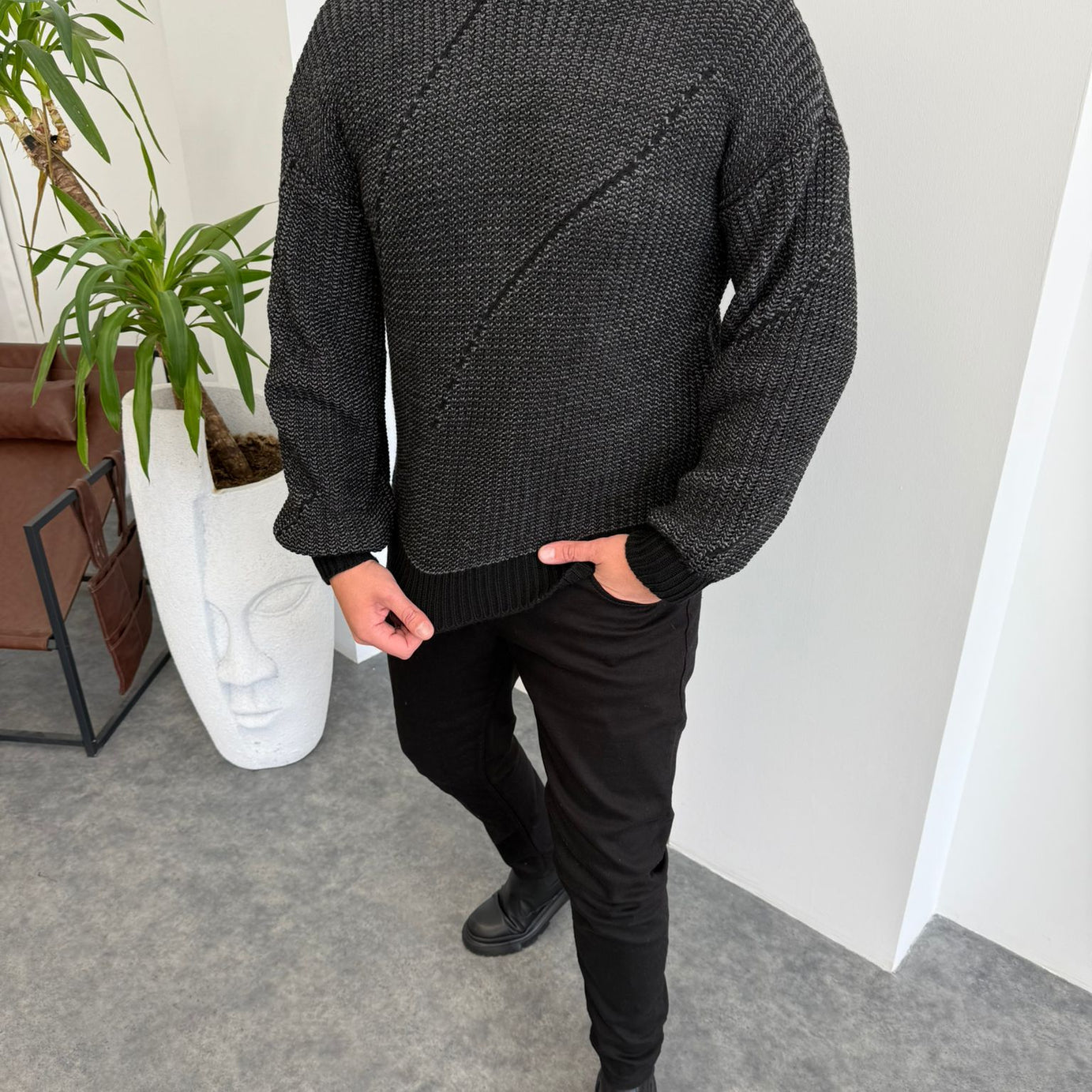 Yeşil Çelik Örme Kazak