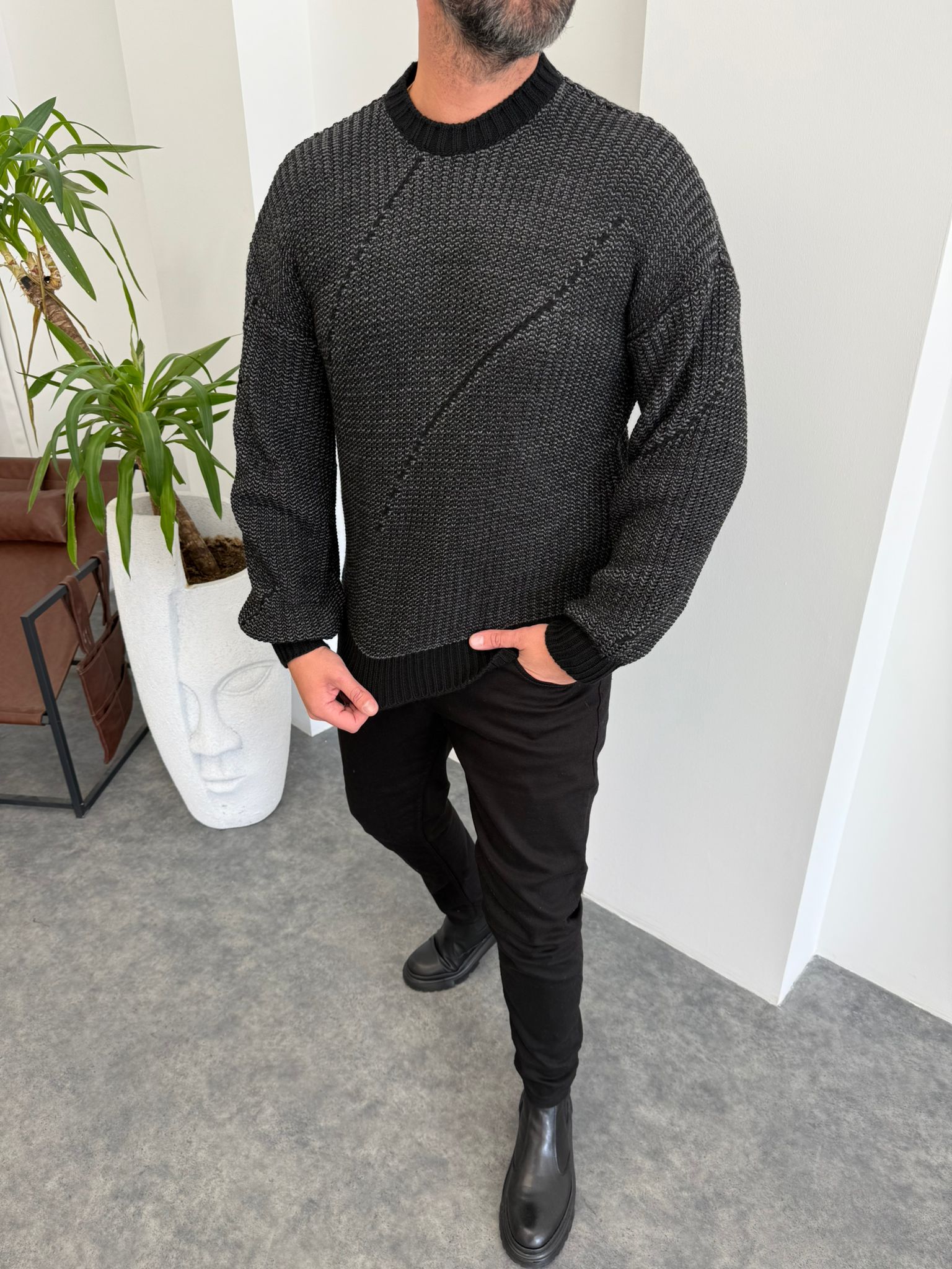 Yeşil Çelik Örme Kazak