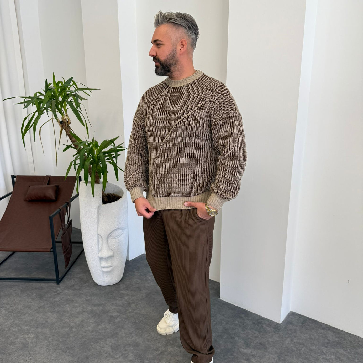 Yeşil Çelik Örme Kazak