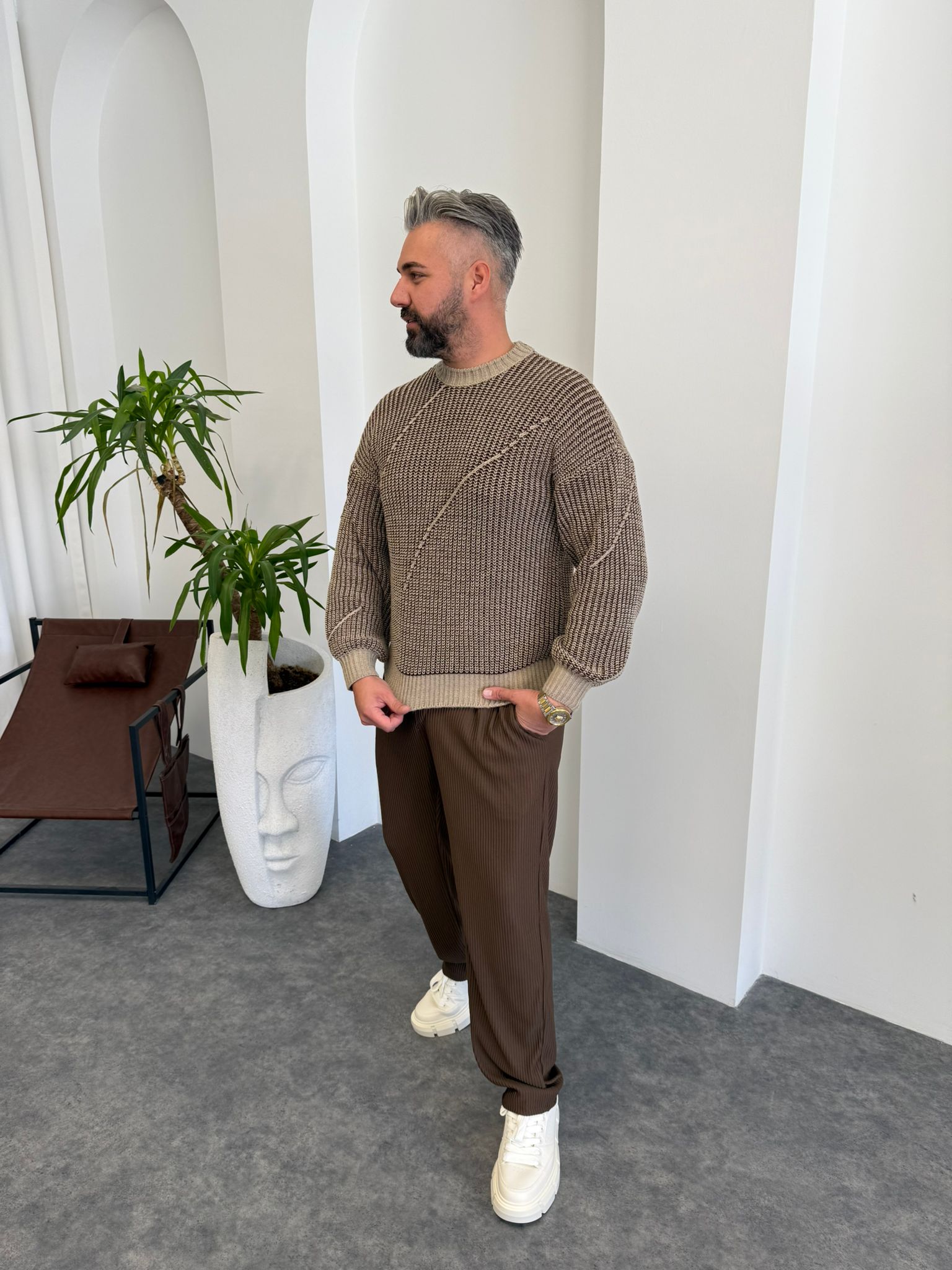 Yeşil Çelik Örme Kazak