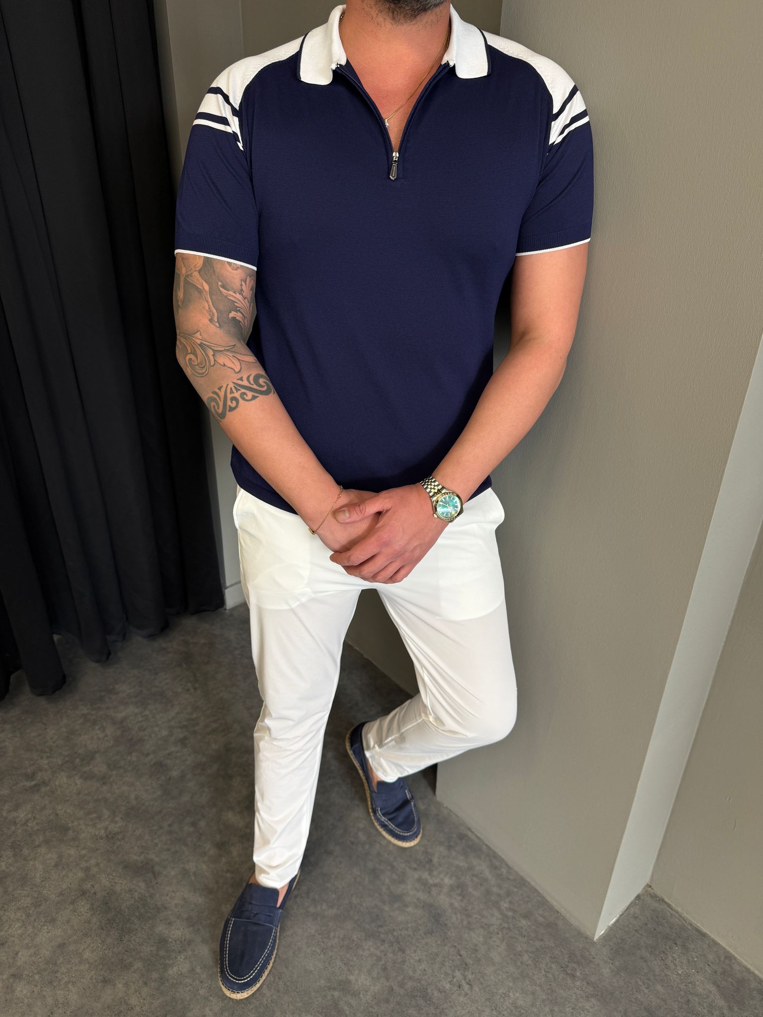 Lacivert Parçalı T-Shirt