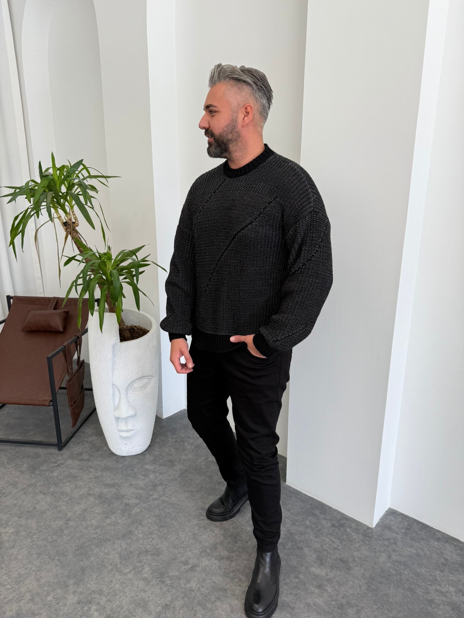 Yeşil Çelik Örme Kazak