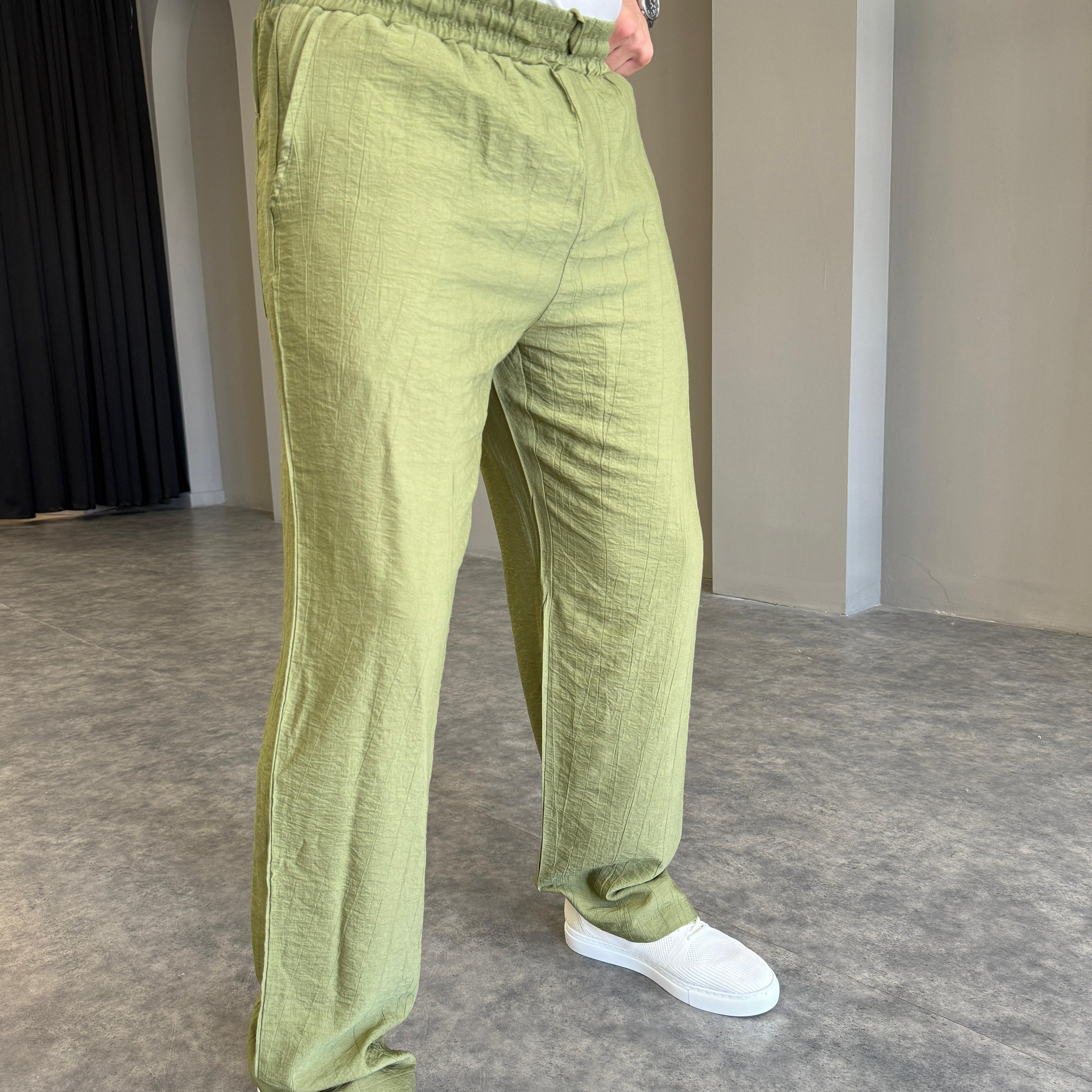 Yağ Yeşili Baggy Pantolon