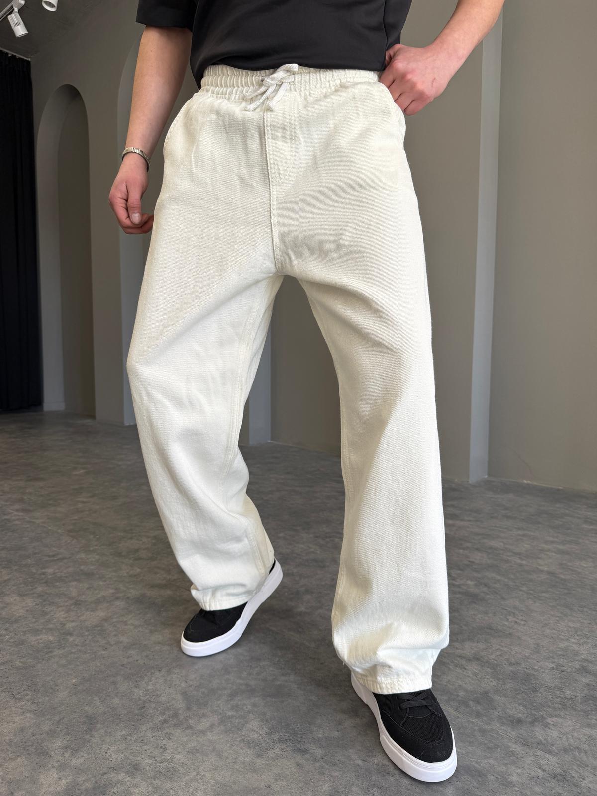 Beyaz Gabardin Baggy Pantolon
