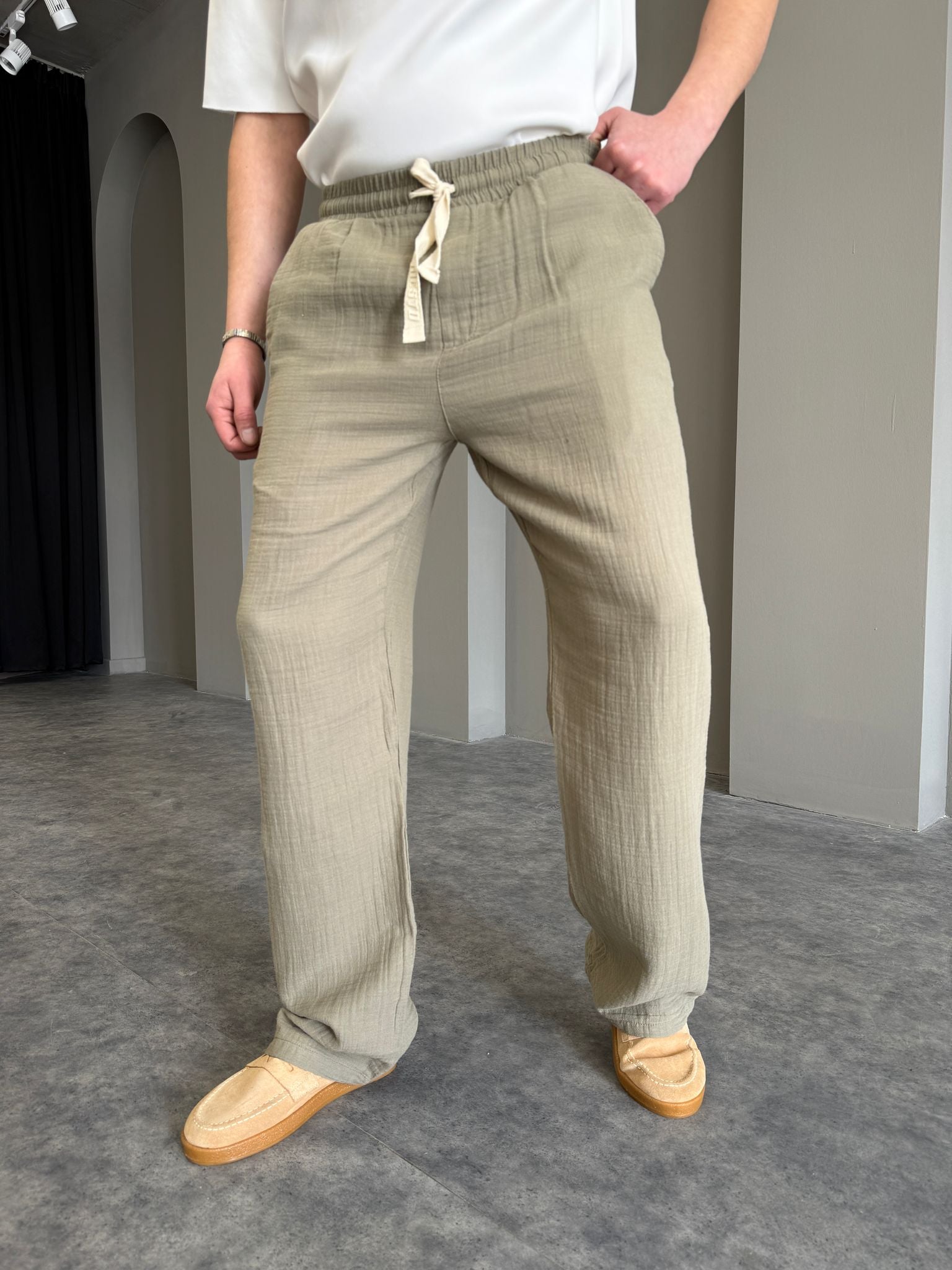 Beyaz Müslin Baggy Pantolon