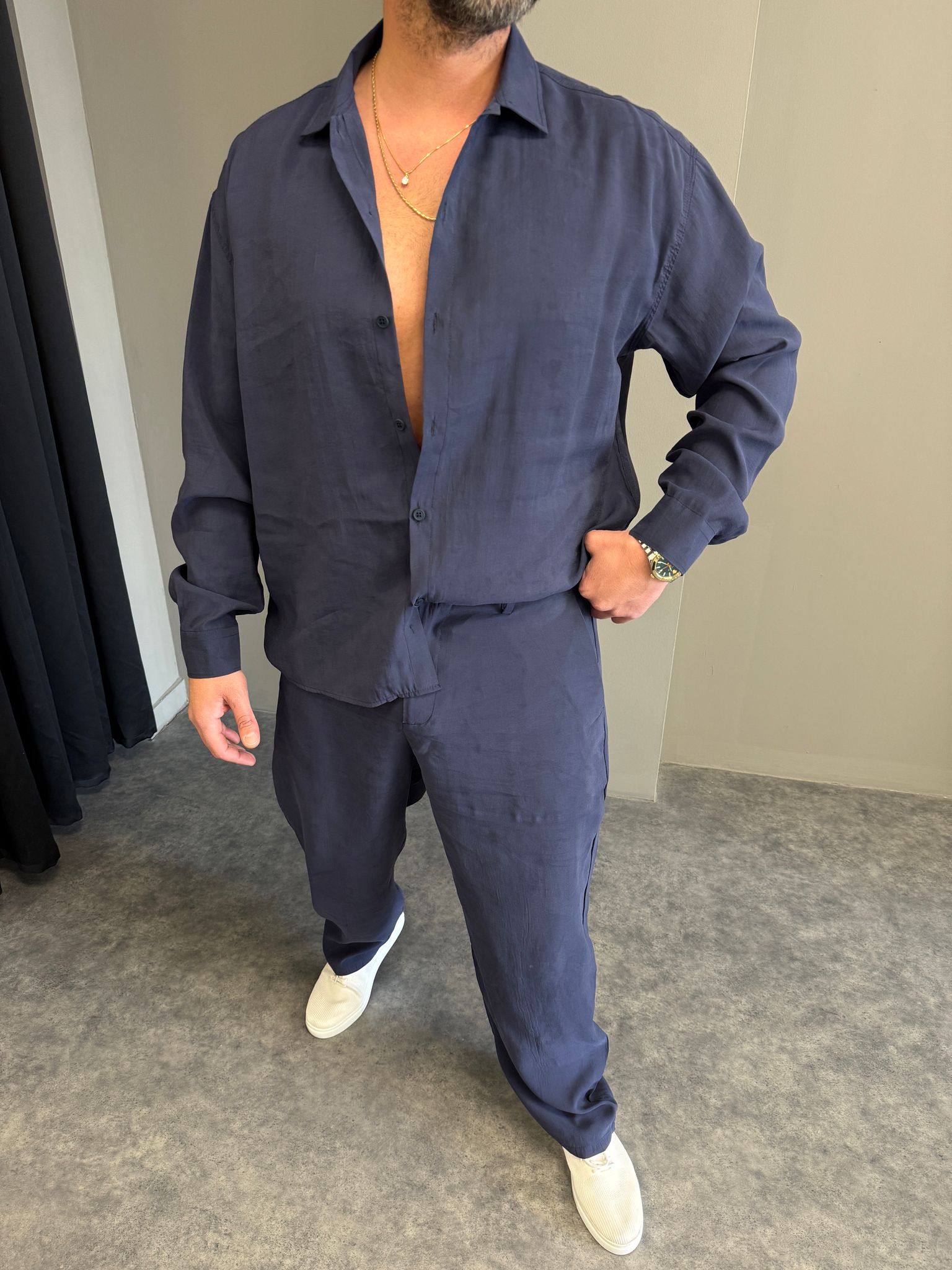 Lacivert Tensel Kumaş Takım